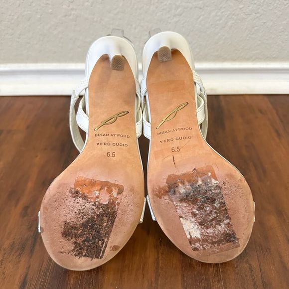 BRIAN ATWOOD Ankle Strap Heeled Sandals Fringes in White Leather - Picture 11 of 13